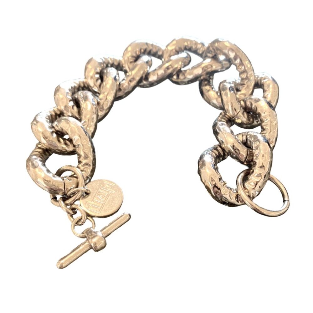 Chunky Silver Metallic Chain Bracelet, 1AR or Unoaerre (Italian Brand), Vintage